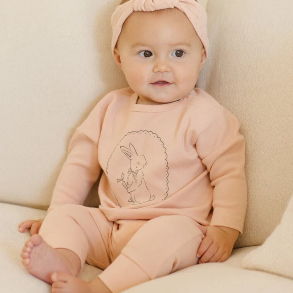 NWT - Quincy Mae Vintage Bunny Melon ORGANIC set - Picture 2 of 2